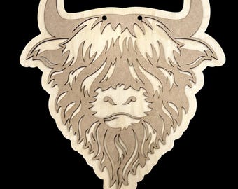 DIY Highland Cow Door Hanger: Unfinished Wood Craft Sign