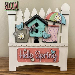 Hello Spring Interchangeable Farmhouse Truck Insert, Seasonal Truck, DIY Truck Kit, Interchangeable, Unfinished, Spring,  Finished, Craft