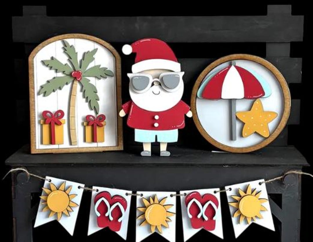 Santa Insert DIY Santa at the Beach Bench Inserts: Interchangeable Holiday Decor ...