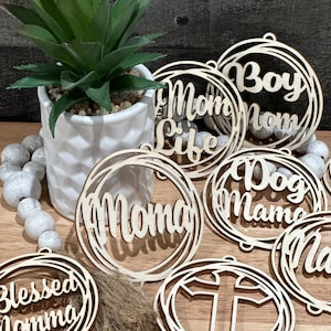 Car Charms, 2 Holes, Mom Charm, Blessed Unfinished, Wooden Car Charms with 2 holes, Unfinished, DIY, Blank Charm, custom design, car charms