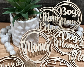 Car Charms, 2 Holes, Mom Charm, Blessed Unfinished, Wooden Car Charms with 2 holes, Unfinished, DIY, Blank Charm, custom design, car charms