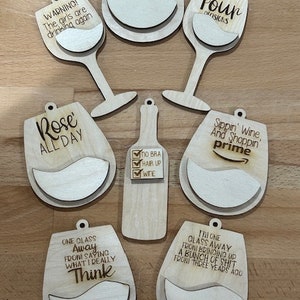 DIY Wine Charm, Unfinished Wooden Car Charms, Blank Wine Ornament, DIY Wine Ornament, Unfinished Charm, Craft Charm, Wooden Wine Decoration