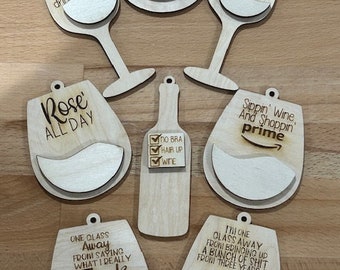 DIY Wine Charm, Unfinished Wooden Car Charms, Blank Wine Ornament, DIY Wine Ornament, Unfinished Charm, Craft Charm, Wooden Wine Decoration