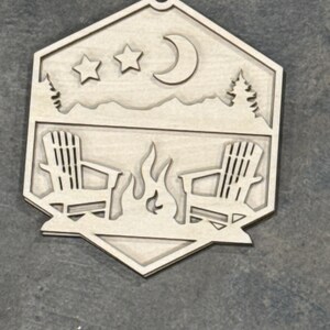 Campfire Unfinished DIY Car charms, Ornament DIY, Campfire and Wilderness, DIY, Outdoor car charm, Unfinished Car Charm, Unfinished image 4