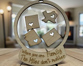 DIY Family States Shaker Ornament: Unfinished Acrylic & Wood, Customize, Layered Ornament, Acrylic Ornament, The Love Between Family