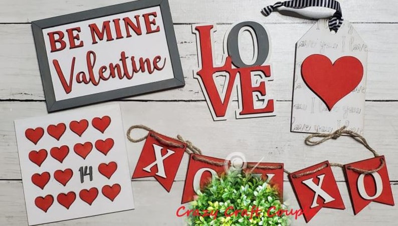 Unfinished wood DIY KIT Be My Valentine for Tiered Tray