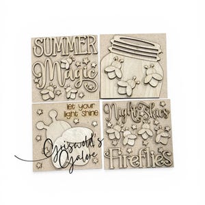 DIY Firefly Mason Jars Squares, DIY Ladder Inserts, Firefly, Ladder Inserts Craft, Paint Your Own, Spring, Fireflies Squares, 4.25"