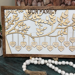 Personalized Wooden Family Tree Sign, Custom Mother’s Day Gift, Gift for Grandma, Family Tree Wall Art, Custom Gift, Unique Family Decor