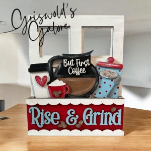Rise & Grind Window Interchangeable Insert, Insert Window, Window Box Add-on, Seasonal Window Inserts, Decor, Add on Only, Shelf Sitter