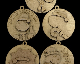 DIY Dinosaur Ornament: Unfinished Wood Christmas Craft (3.5"x4"), Unfinished Dinosaur Ornament, Paint your own Ornament, DIY