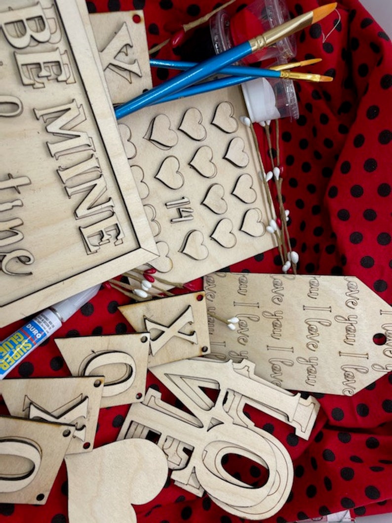 Unfinished wood DIY KIT Be My Valentine for Tiered Tray