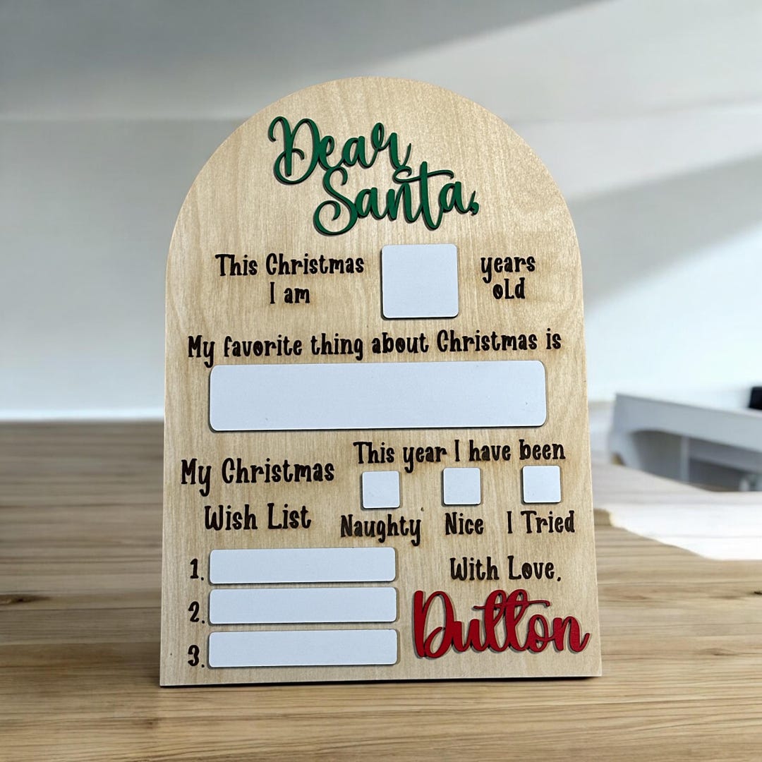 Dear Santa Board, Letter to Santa Board, Kids Christmas List Sign, Dry ...