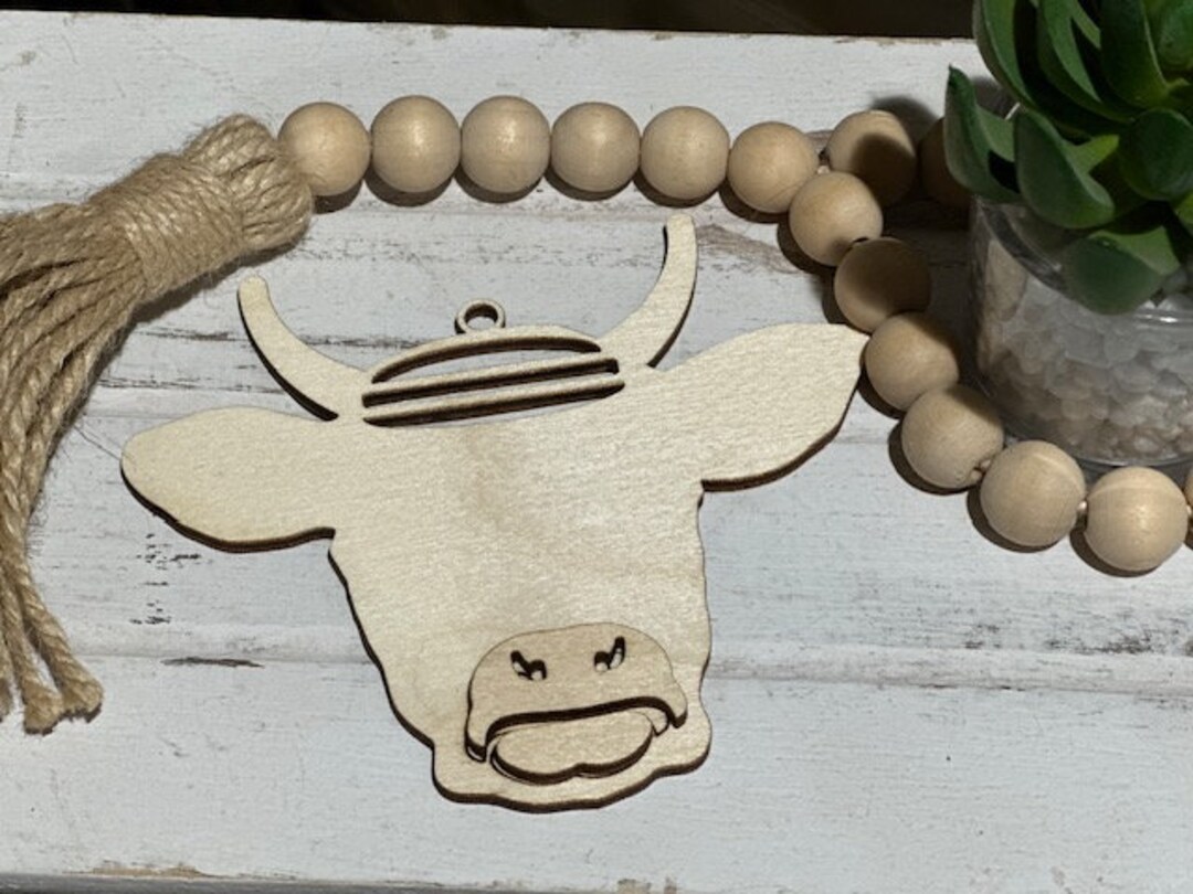 DIY Highland Cattle Charm, Macrame Cow Head Charm, Unfinished Farm Cow