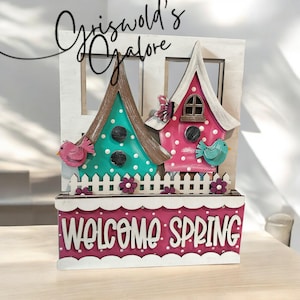 Welcome Spring Window Interchangeable Insert, Insert Window, Window Box Add-on, Seasonal Window Inserts, Decor, Add on Only, Shelf Sitter