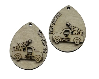 DIY Christmas Truck Earrings: Unfinished Wood, Paintable Jewelry