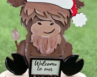 Highland Cow Interchange, DIY or Finished Highland Cow, Seasonal Cow Decor, Interchangeable Shelf Sitter, Highland Cow Shelf Decoration