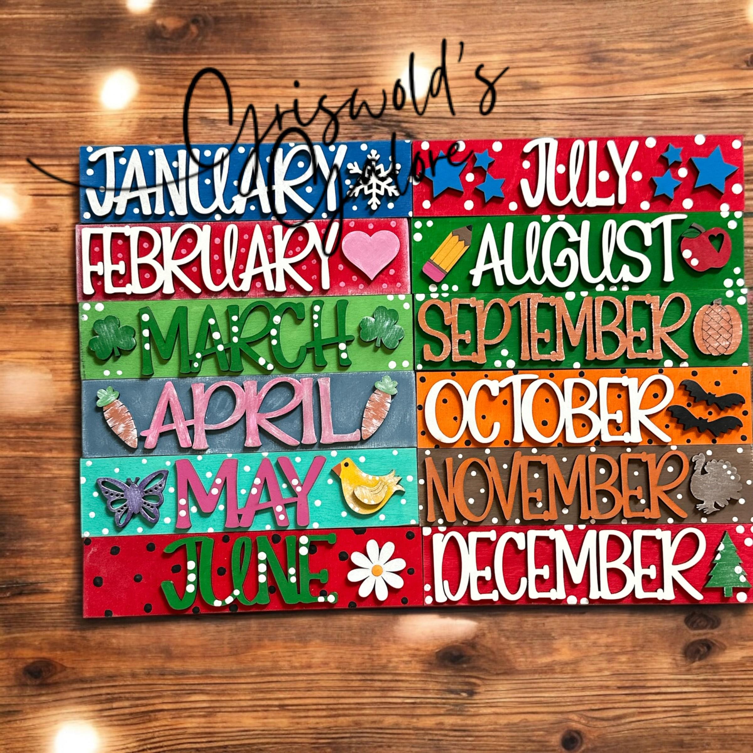 Interchangeable Seasonal Sign: 12-month Hanging Decor - Etsy