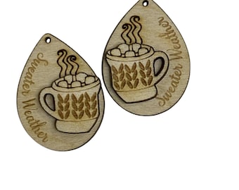 Engraved Birch DIY Earrings: Sweater Weather Theme, Unfinished Wood