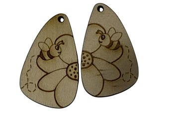 DIY Flower with Bee Earrings: Unfinished Wood Flower Earrings, Summer Flower