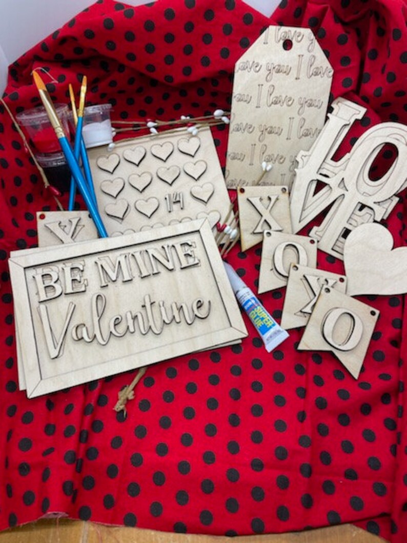 Unfinished wood DIY KIT Be My Valentine for Tiered Tray
