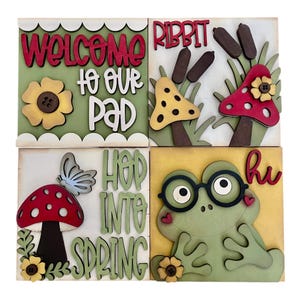 DIY Hope into Spring Frog Squares, DIY Ladder Inserts, Welcome to our Pad, Ladder Inserts Craft, Paint Your Own, Spring, Frog Squares, 4.25"