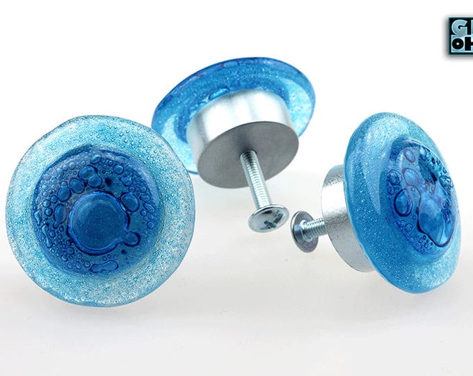 AZURE Glass Knobs Etsy