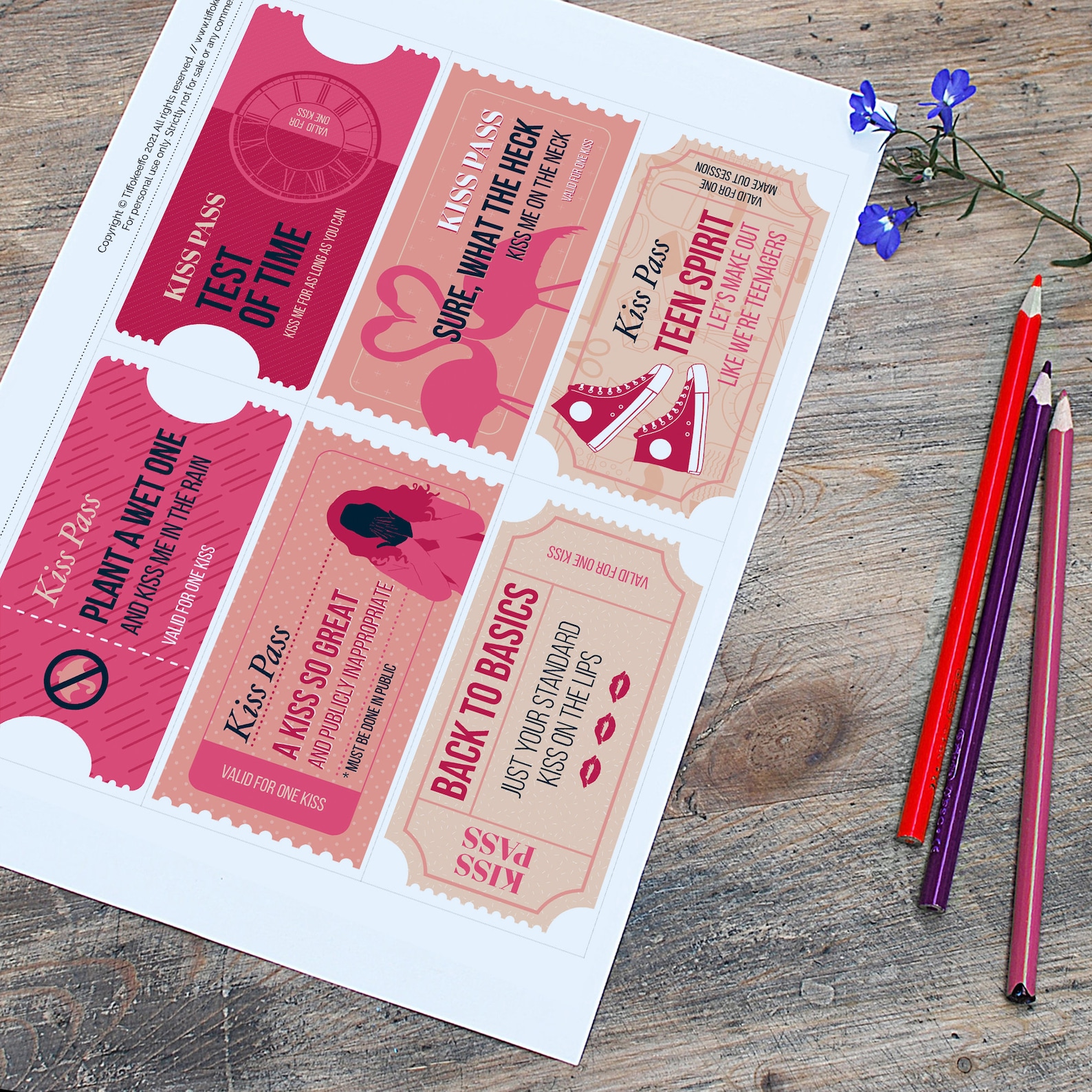 Kiss passes valentines gift kiss tickets kiss coupons Etsy