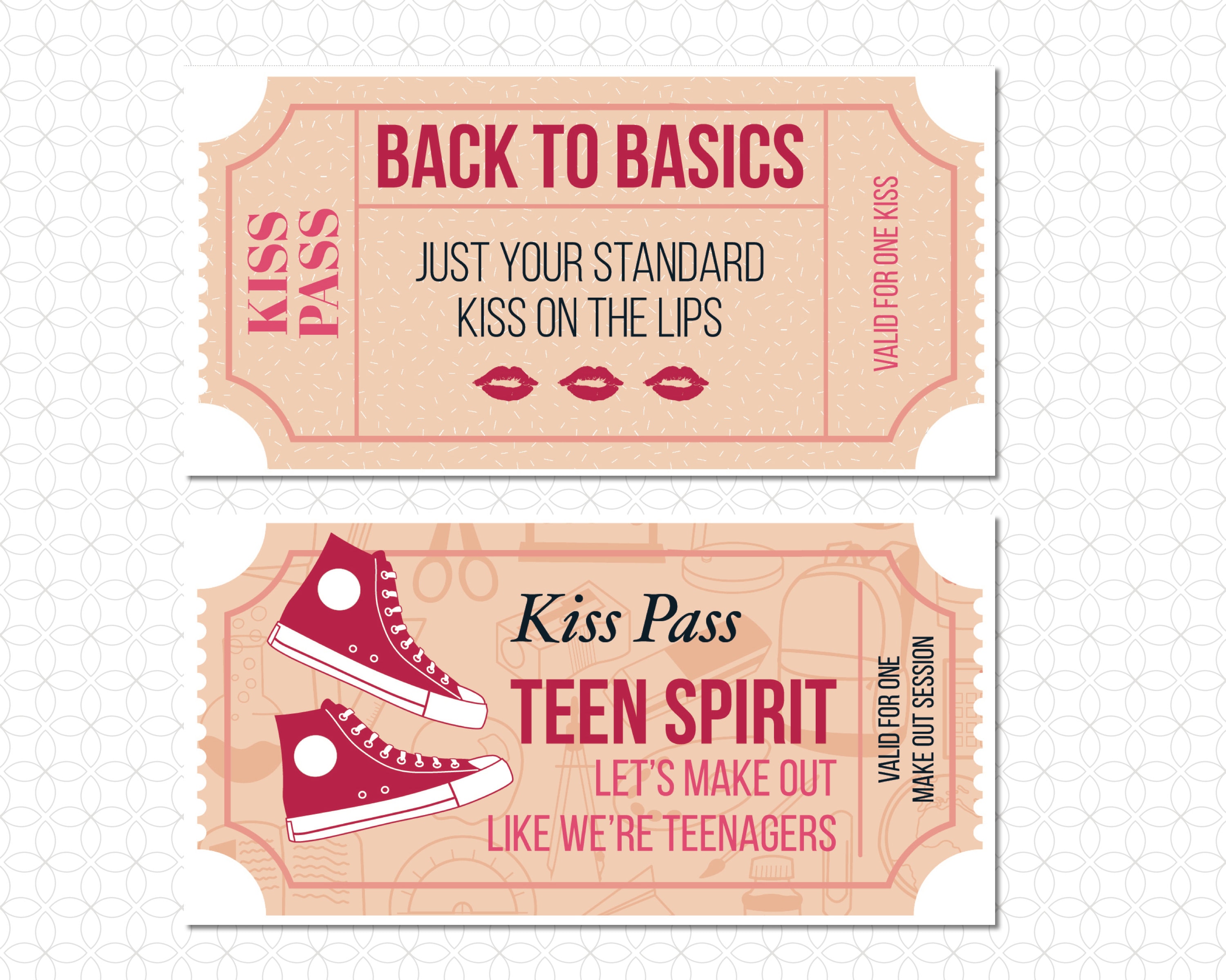 Kiss passes valentines gift kiss tickets kiss coupons Etsy
