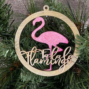 Laser Ready Digital Ornament Design - Two Flamingo Designs