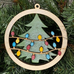 Laser Ready Digital Ornament Design - Christmas Tree with Lights