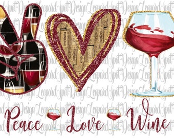 Design de sublimação de vinho Peace Love