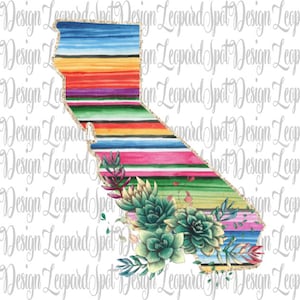 Aquarelle Serape Cactus California Sublimation Design