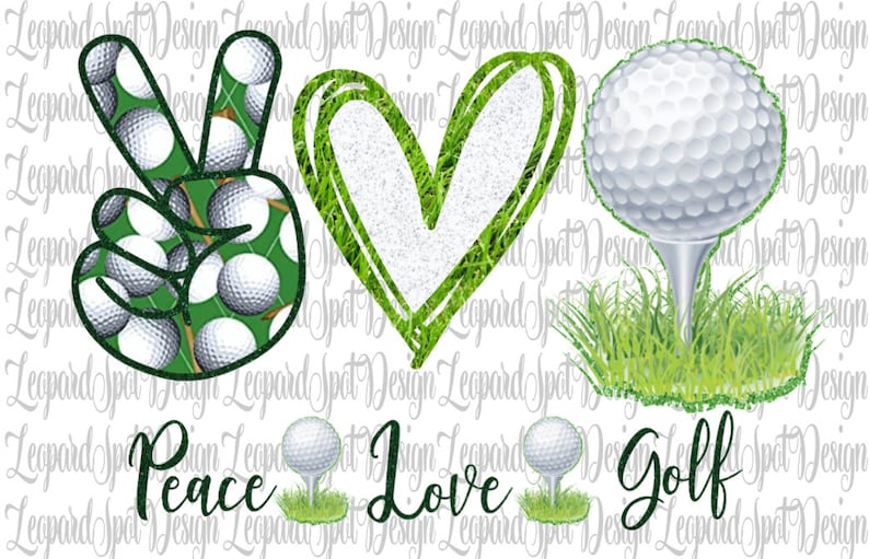 Peace Love Golf Sublimation Design | Etsy