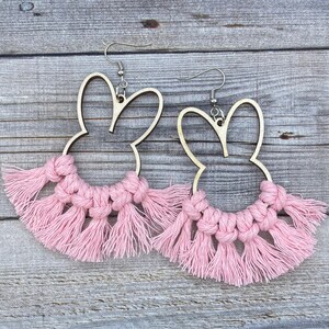Two for One Bunny Macrame Laser Cut Earring Svg image 3