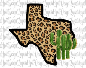 Leopard Cactus Texas Sublimation Design