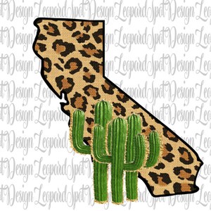 Leopard Cactus California Sublimation Design