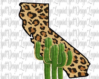 Leopard Cactus California Sublimation Design