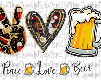 Design de sublimação de cerveja Peace Love