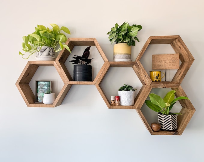 Plant Shelf Hexagon Shelf Shelf Floating Hexagon Etsy