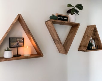 Triangle Shelf, Floating Shelves, Triangle Shelves, Succulent Shelf, Nursery Shelf, Geometric Wall Decor, Pyramid Shelf, Wooden Shelves