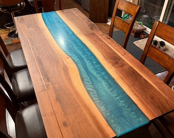 Artistic Dinning Table Epoxy River Black Walnut
