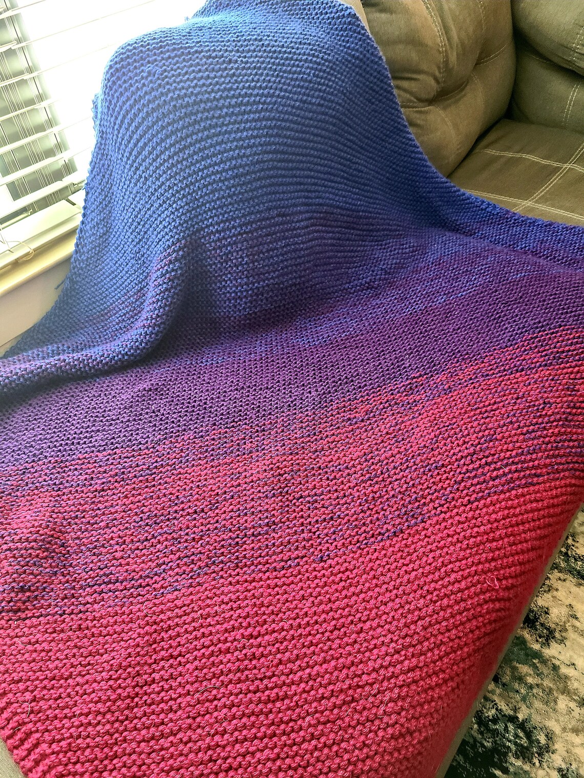 Knit Ombre Blanket Customized Ombre Blanket Handmade Etsy