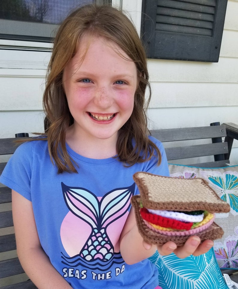 Crochet Bologna and Cheese Sandwich With All the Fixings Play Food Child's Pretend Play Picnic