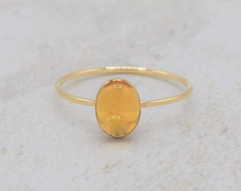 Citrine Ring, Genuine Gemstone, Hypoallergenic, Natural Gemstone, Delicate Ring, Crystal Ring, November Birthstone Ring