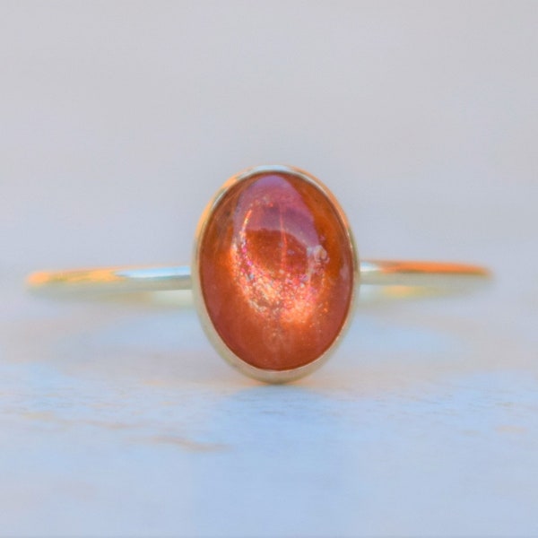 Sunstone Ring, Orange Sunstone, Gold Ring, Delicate Gold Ring, Stacking Ring, Gold Filled Ring, Energy Jewelry, Energy Ring