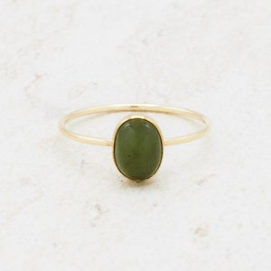 Gold Jade Ring, Green Ring, Genuine Gemstone, Hypoallergenic, Delicate Gold Ring, Stacking Ring, Gold Filled Ring, Energy Ring