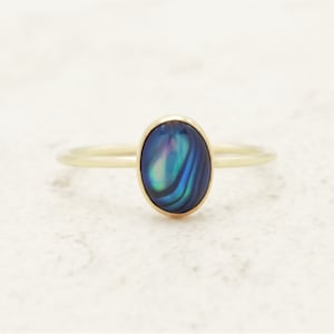 Paua Shell Ring, 14k Gold Filled, Iridescent Gemstone