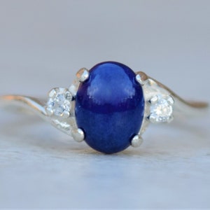 Lapis Lazuli Ring, Genuine Lapis Lazuli, Natural Gemstone, Sterling Silver Ring, Blue Ring, Dark Lapis Ring, December Birthstone