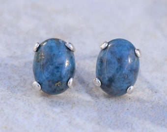 Sterling Silver Lapis Lazuli Studs, Denim Lapis, Genuine Lapis Lazuli, Sterling Silver Earrings, Natural Gemstone