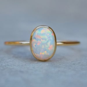 Gold Opal Ring, Opal Ring, Gold Ring, Delicate Gold Ring, Stacking Ring, Stacking Opal Ring, Gold Filled Ring White